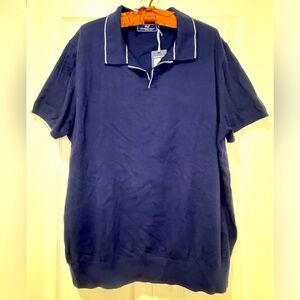 Vineyard Vines Sweater Mens Blue Johnny Collar Polo Academia. Size Medium NWT